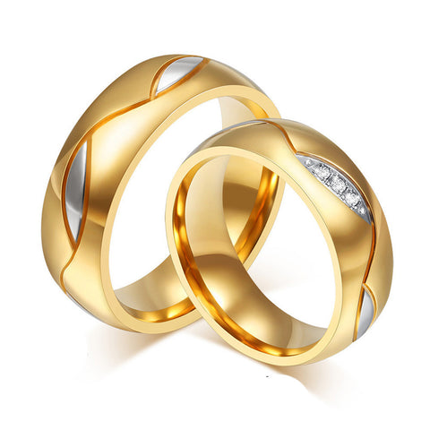 Rings Couple For Women Men Engagement Ring Gold Color - Shopi new